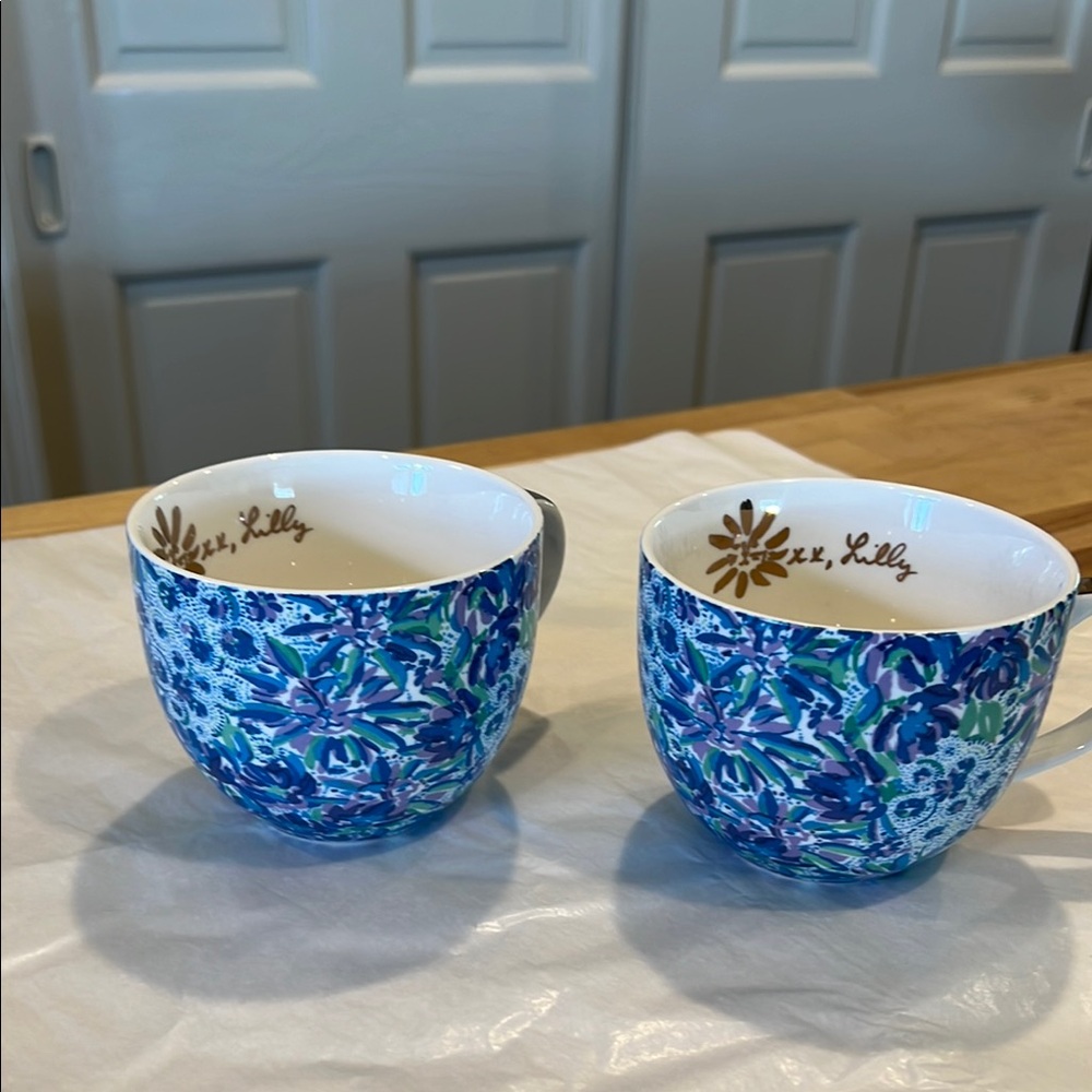 Lilly Pulitzer Blue and Green Patterned Mugs